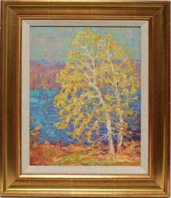 Impressionist Fall Landscape Signed Antique Oil Painting by Walter Sargent
