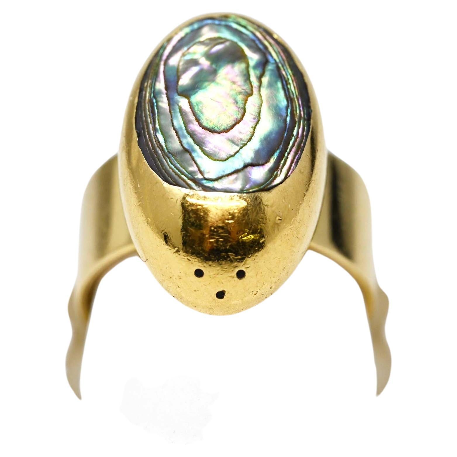 Walter Schluep 18k Lady Bug Abalone Tone Heirloom Ring For Sale