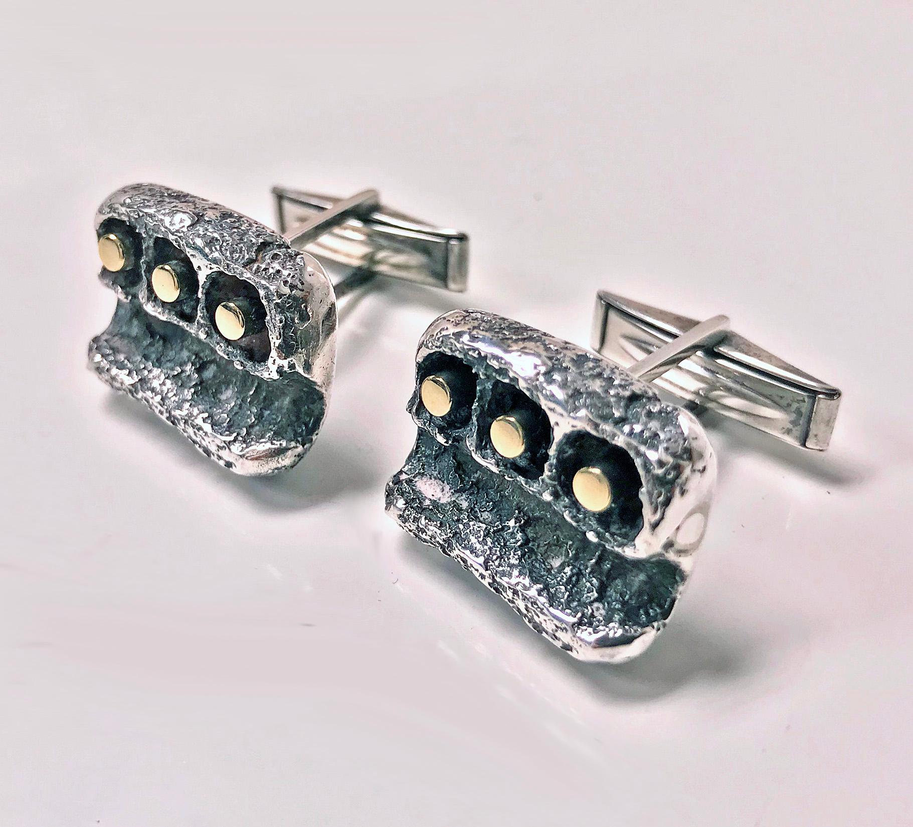 Walter Schluep Gold and Sterling Cufflinks, circa 1960 In Good Condition In Toronto, ON
