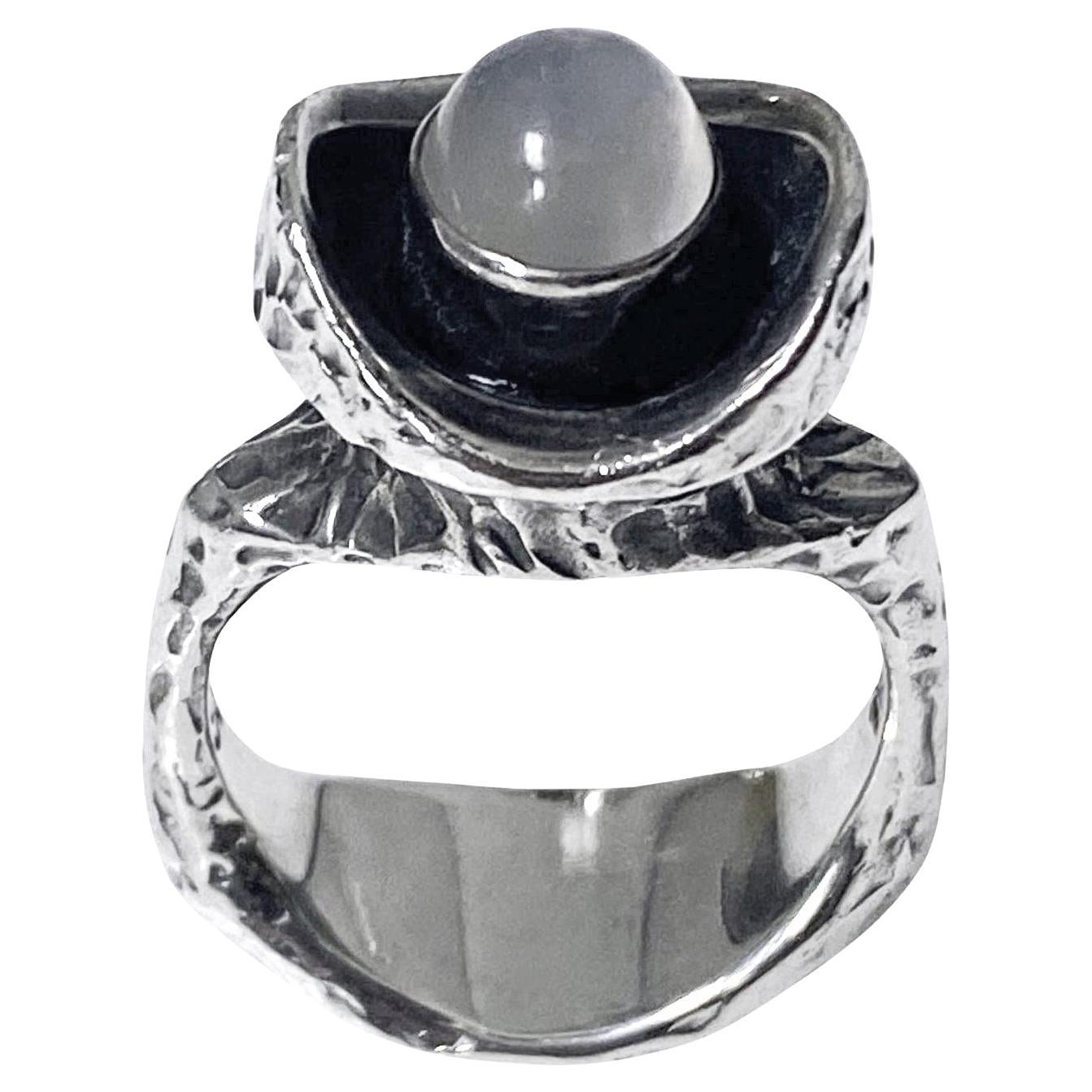 Walter Schluep Sterling Silver Sculptural handmade Ring, C.1970 For Sale