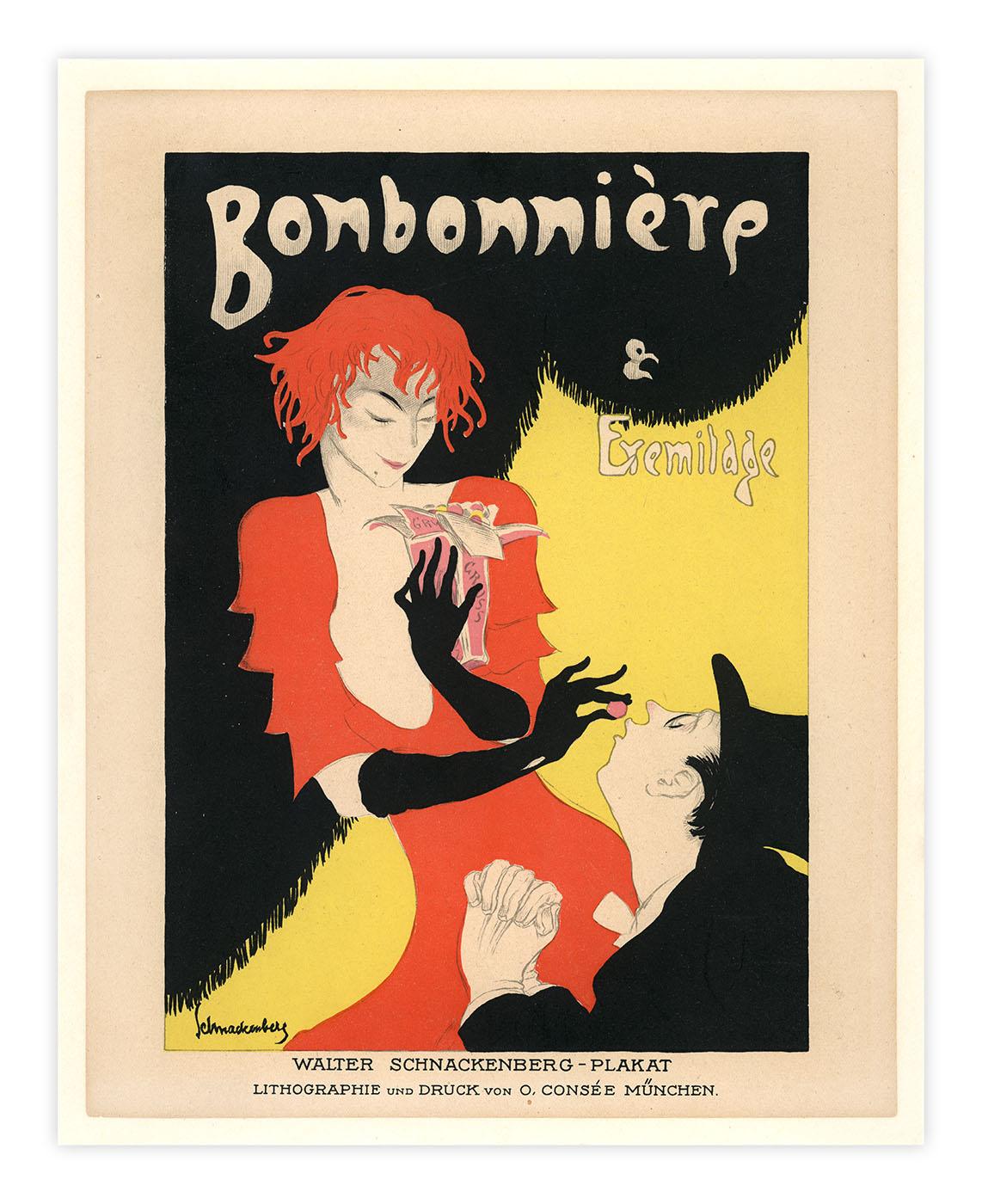 Bonbonnière & Eremitage de Walter Schnackenberg, affiche de cabaret allemand, 1920 en vente 1