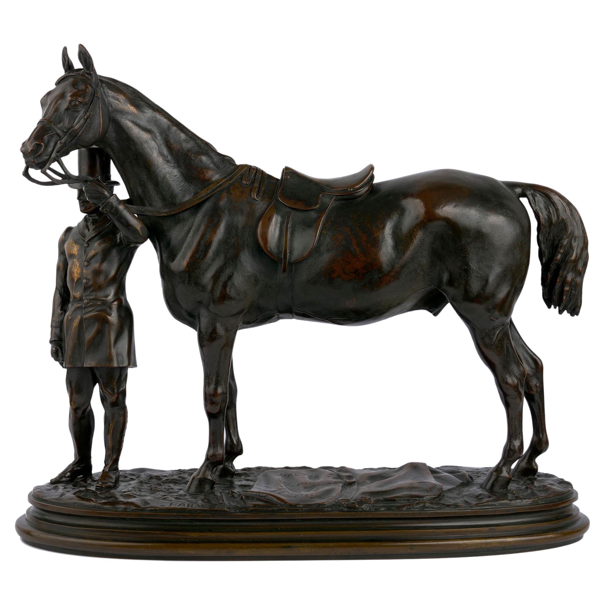 “Walter Scott” Bronze Sculpture of Racehorse by Alfred Barye, French