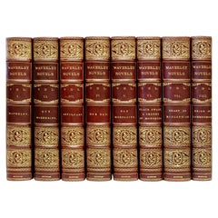 Antique Walter Scott, Waverley Novels, 25 Vols. 1857, in a Fine Full Leather Binding!