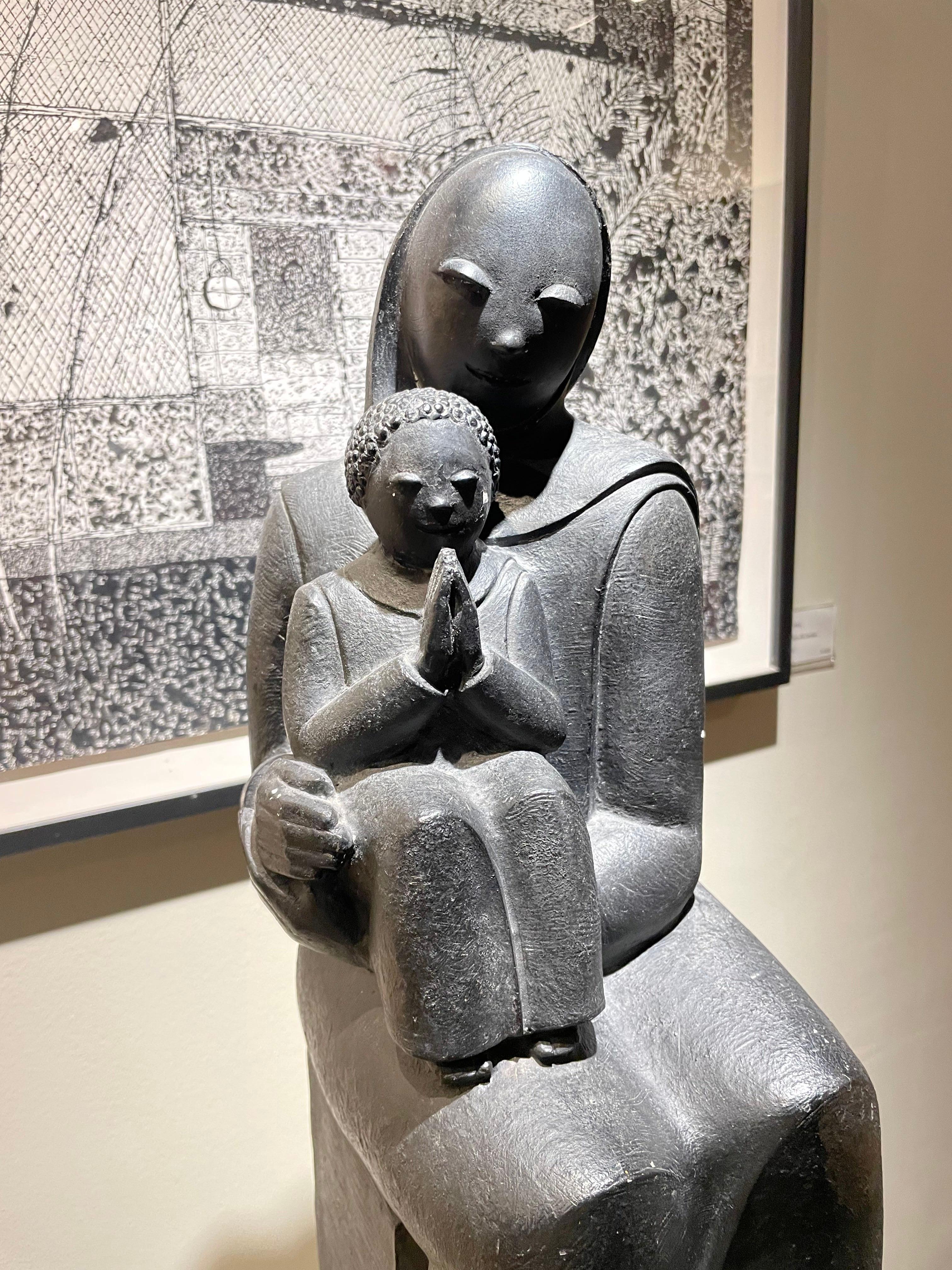 Madre e bambino, scultura della metà del XX secolo, artista della Scuola di Cleveland in vendita 3