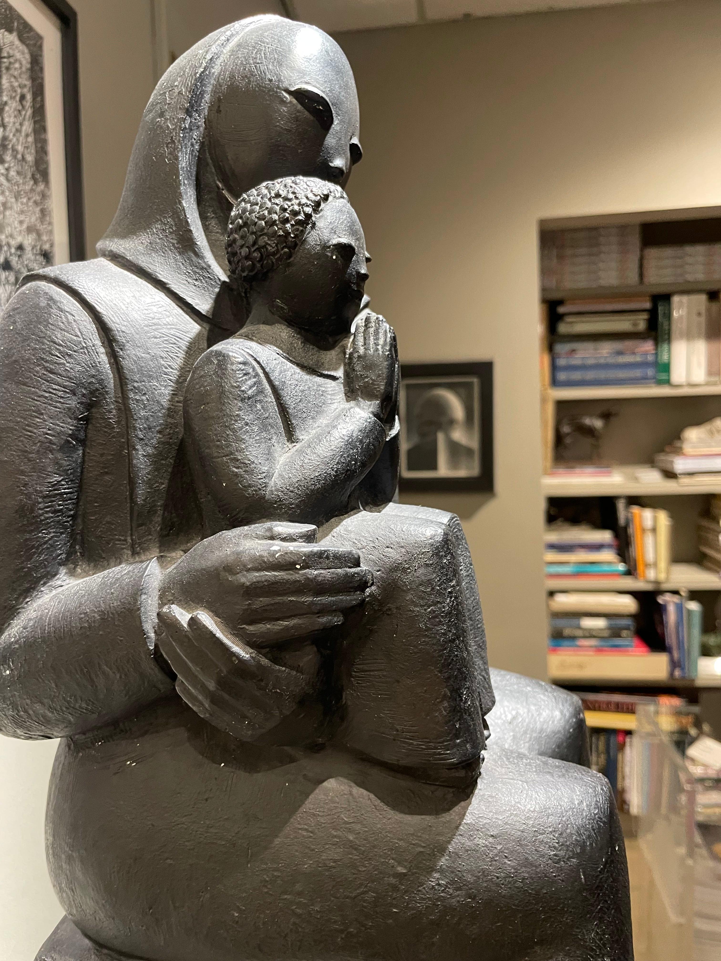 Madre e bambino, scultura della metà del XX secolo, artista della Scuola di Cleveland in vendita 4