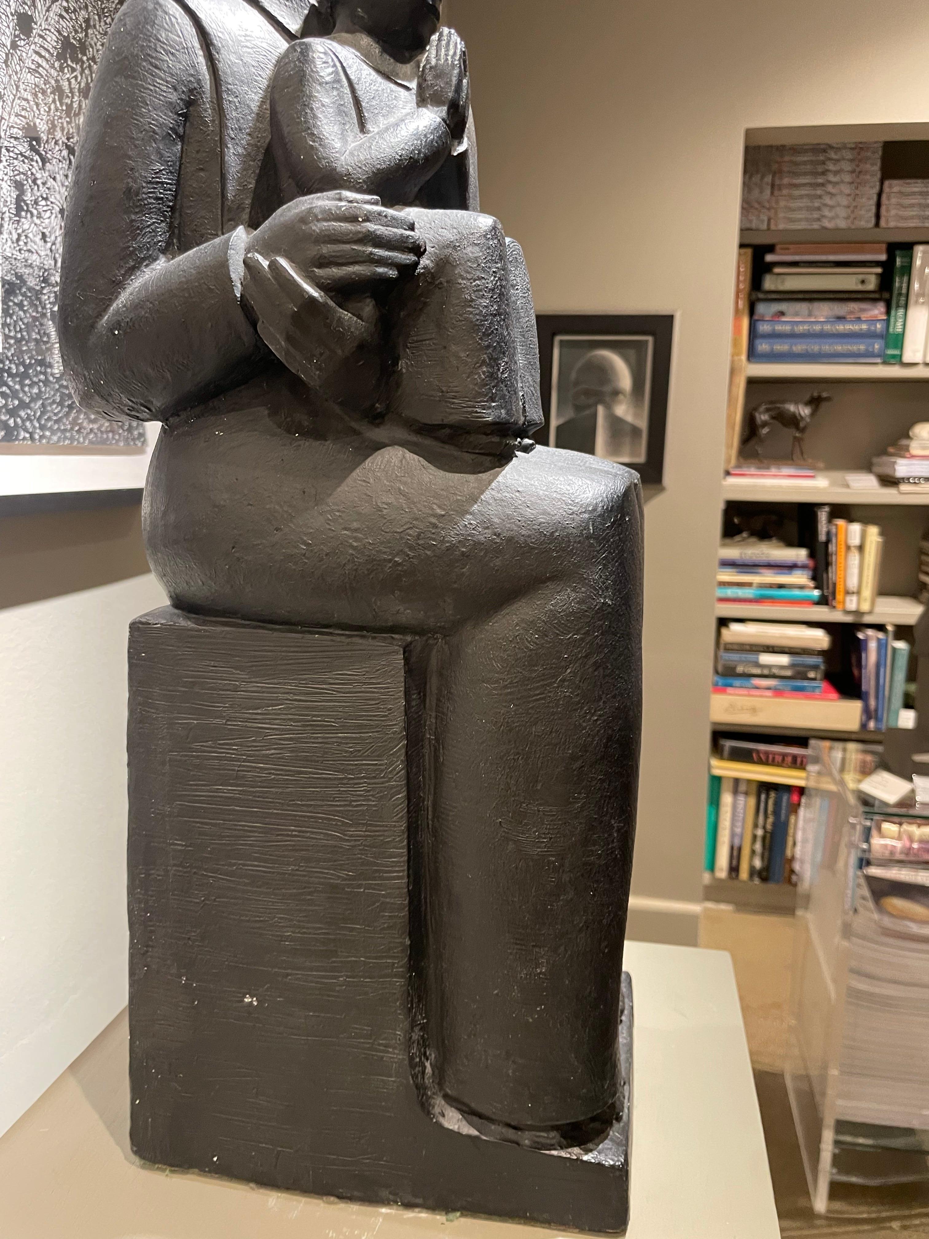 Madre e bambino, scultura della metà del XX secolo, artista della Scuola di Cleveland in vendita 5