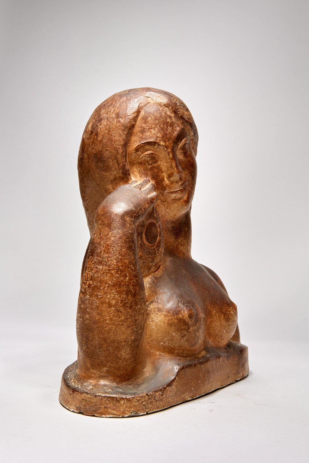 Zinnia, Skulptur einer nackten Frau in Akt, Cleveland School, frühes 20. Jahrhundert – Sculpture von Walter Sinz