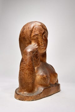 Zinnia, early 20th century sculpture of nude bust of woman, Cleveland School