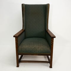 Walter Skull of High Wycombe. Arts & Crafts Oak Armchair with Chequer Inlays