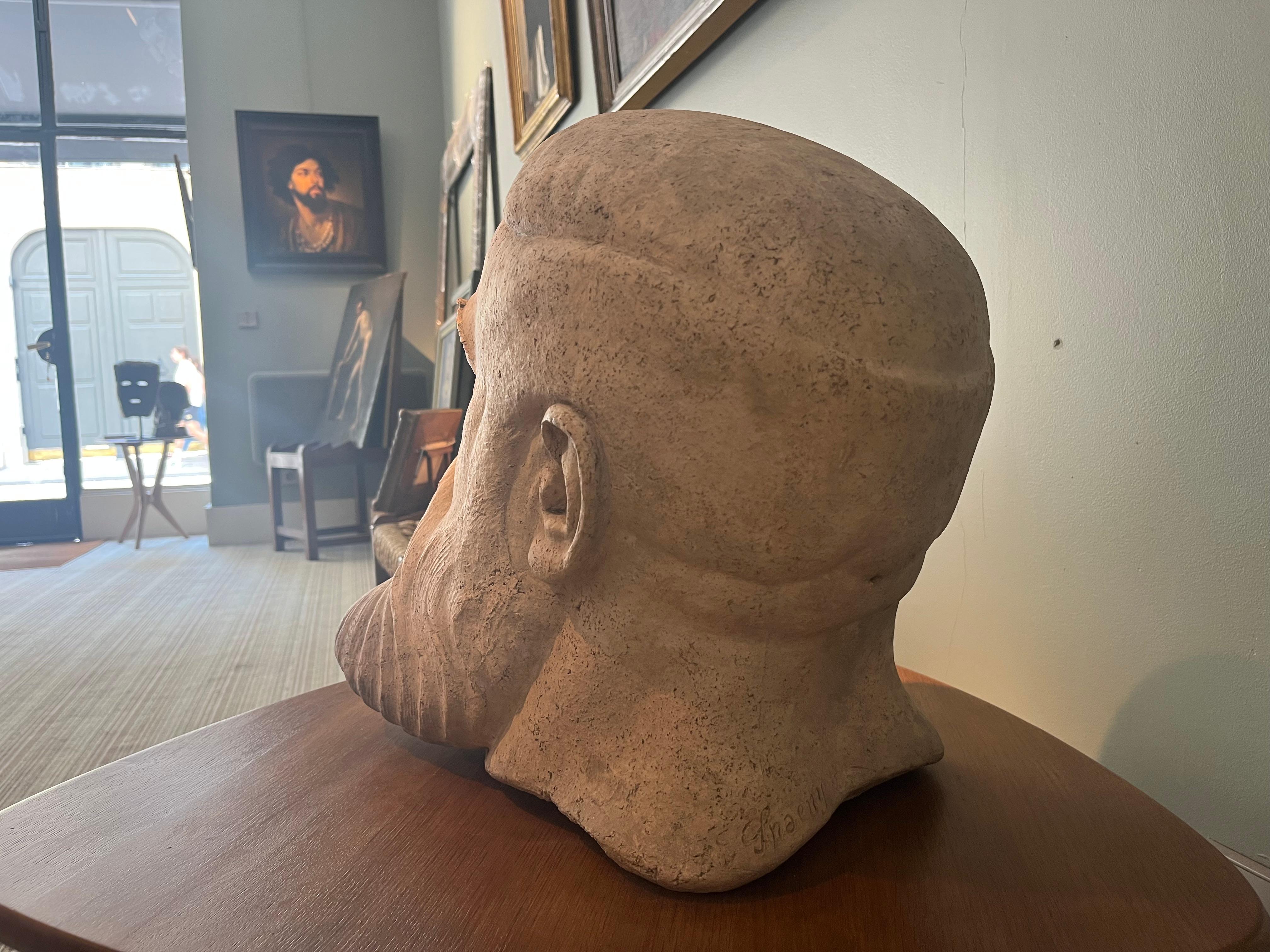 Kopfstatus - Skulptur des Kopfes von Tristan Barnard (1866 - 1947) im Angebot 2