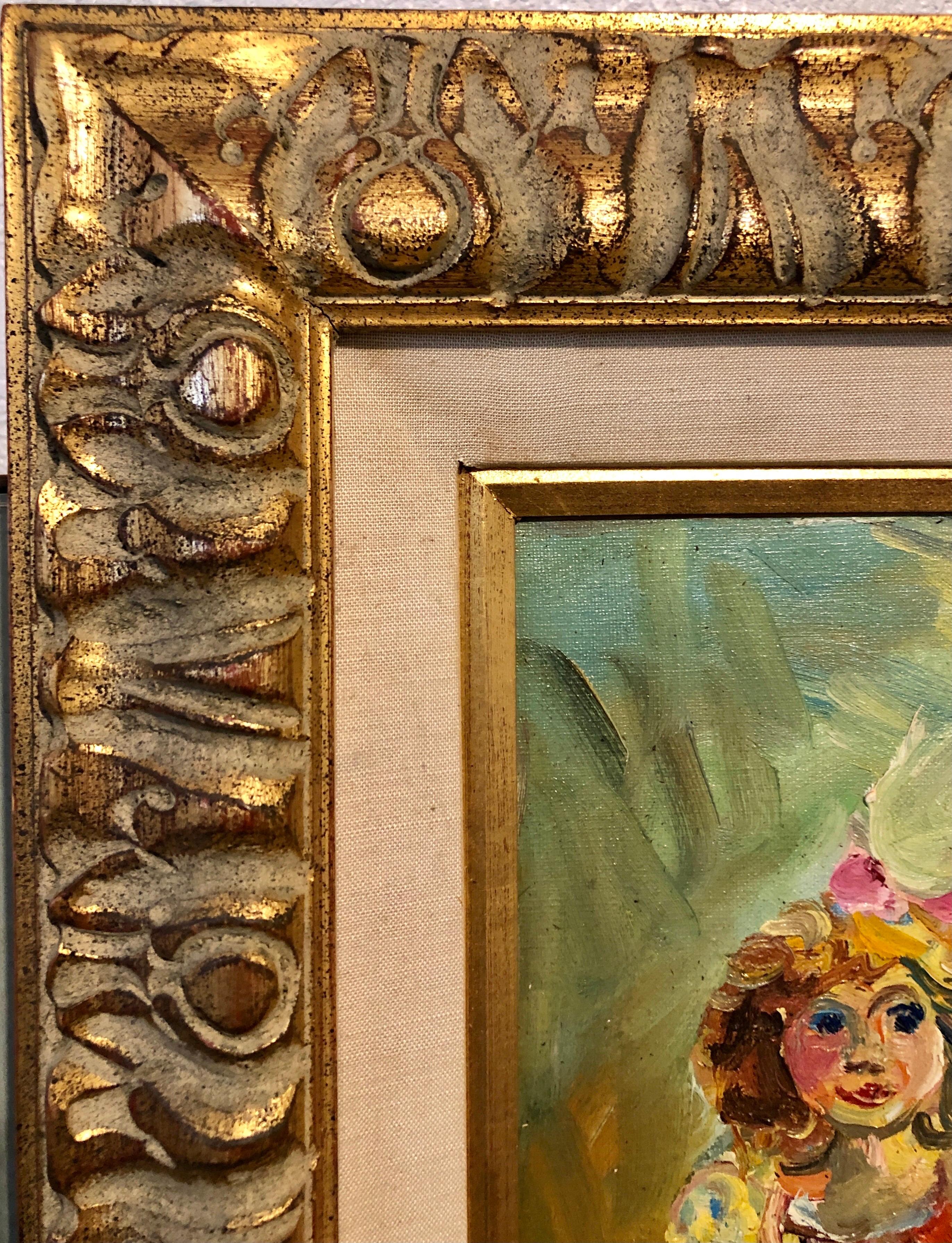 Artista ebreo francese polacco Dipinto a olio Ragazza con bambola, Scuola di Parigi Judaica in vendita 4