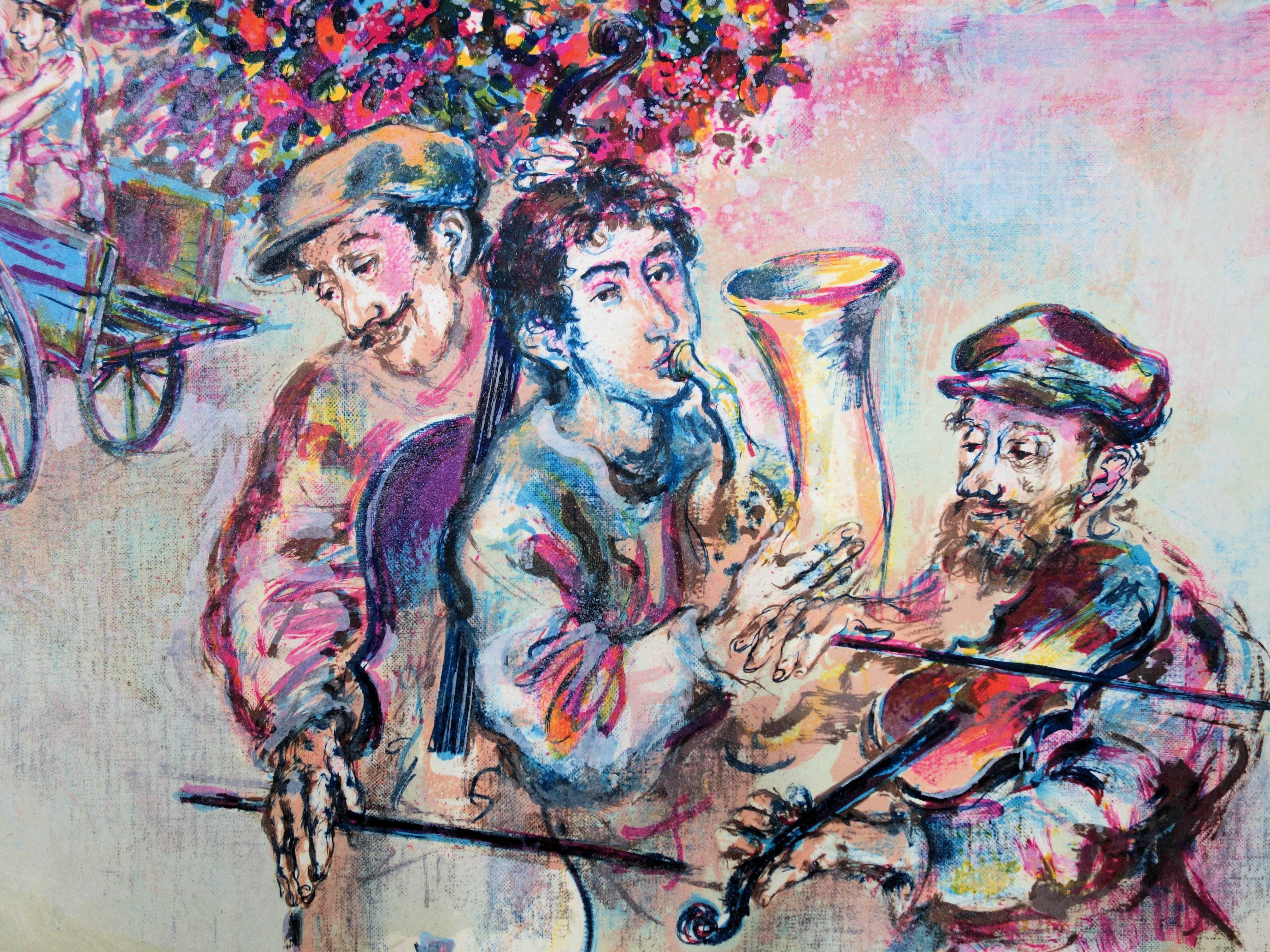 Jewish Wedding - Handsigned lithograph /75 ex - Modern Print by Walter Spitzer