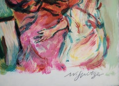 Lovers in a Carriage - Lithographie signée à la main /75 ex