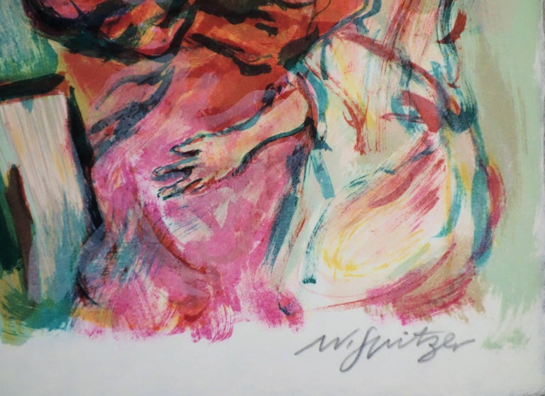 Walter Spitzer - Lovers in a Carriage - Handsigned lithograph /75 ex ...