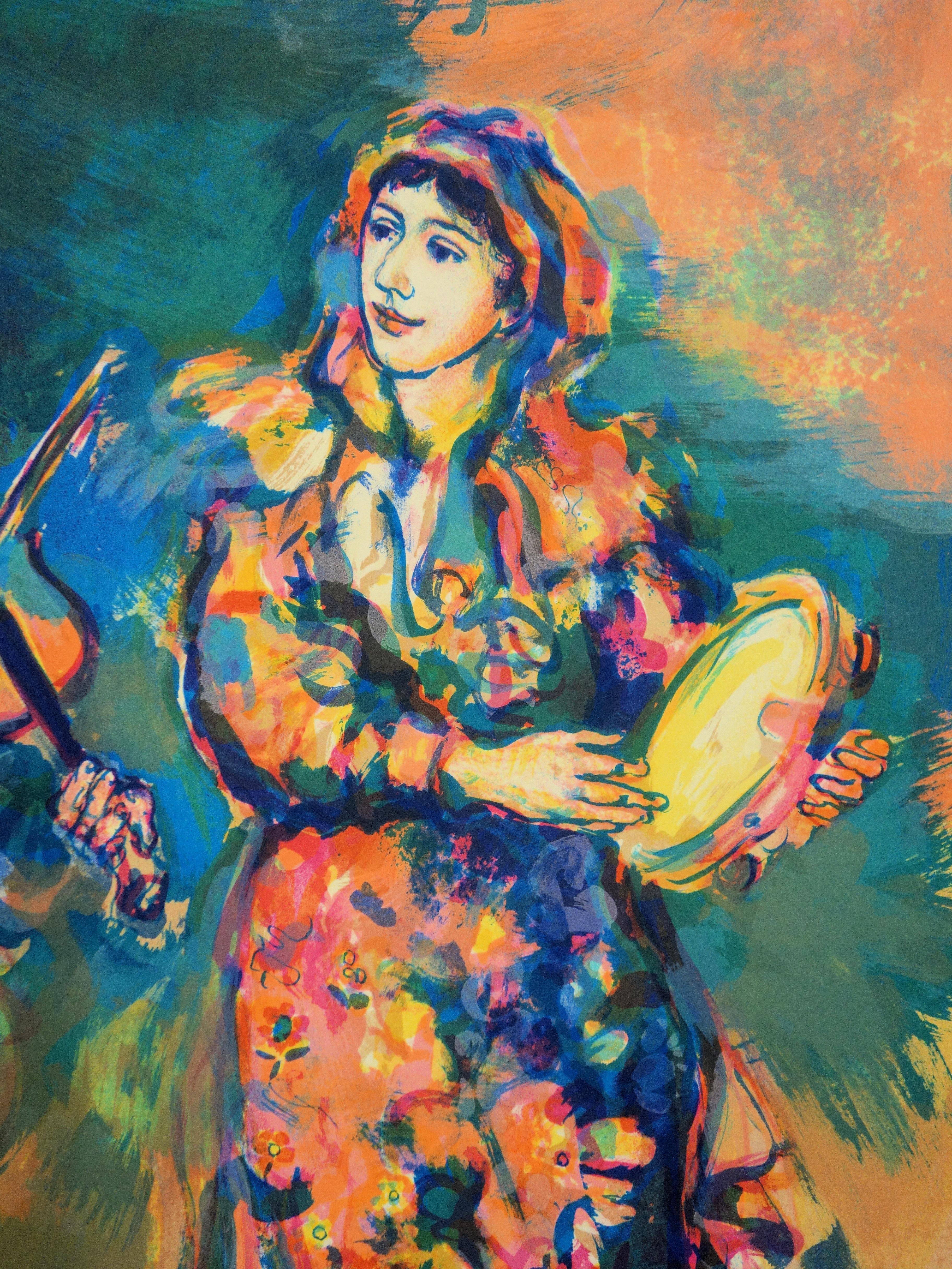 Musicians Troupe - Lithographie signée de sa main en vente 3