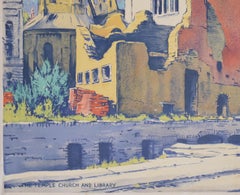 Temple Church and Library after Bombardment lithograph by Walter Spradbery