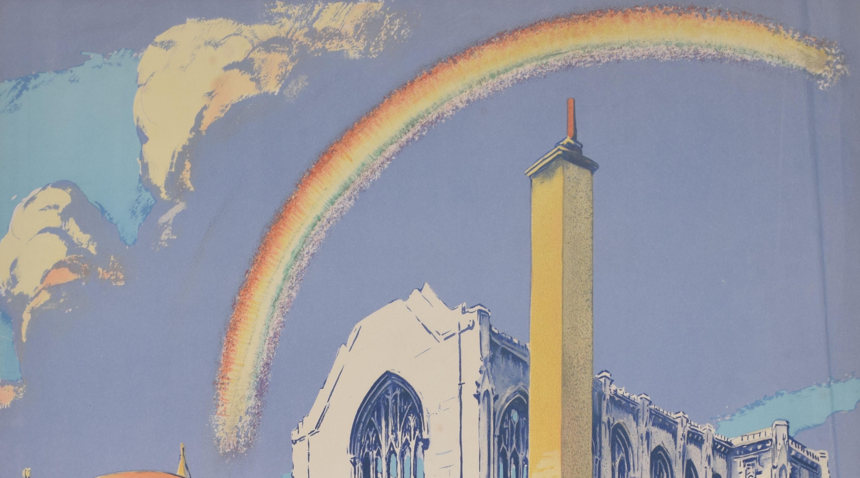 Temple Church and Library nach Bombardment-Lithographie von Walter Spradbery im Angebot 4