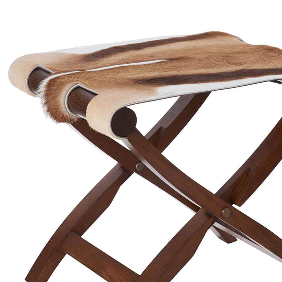 italien Walter Springbok Tabouret pliant en noyer en vente