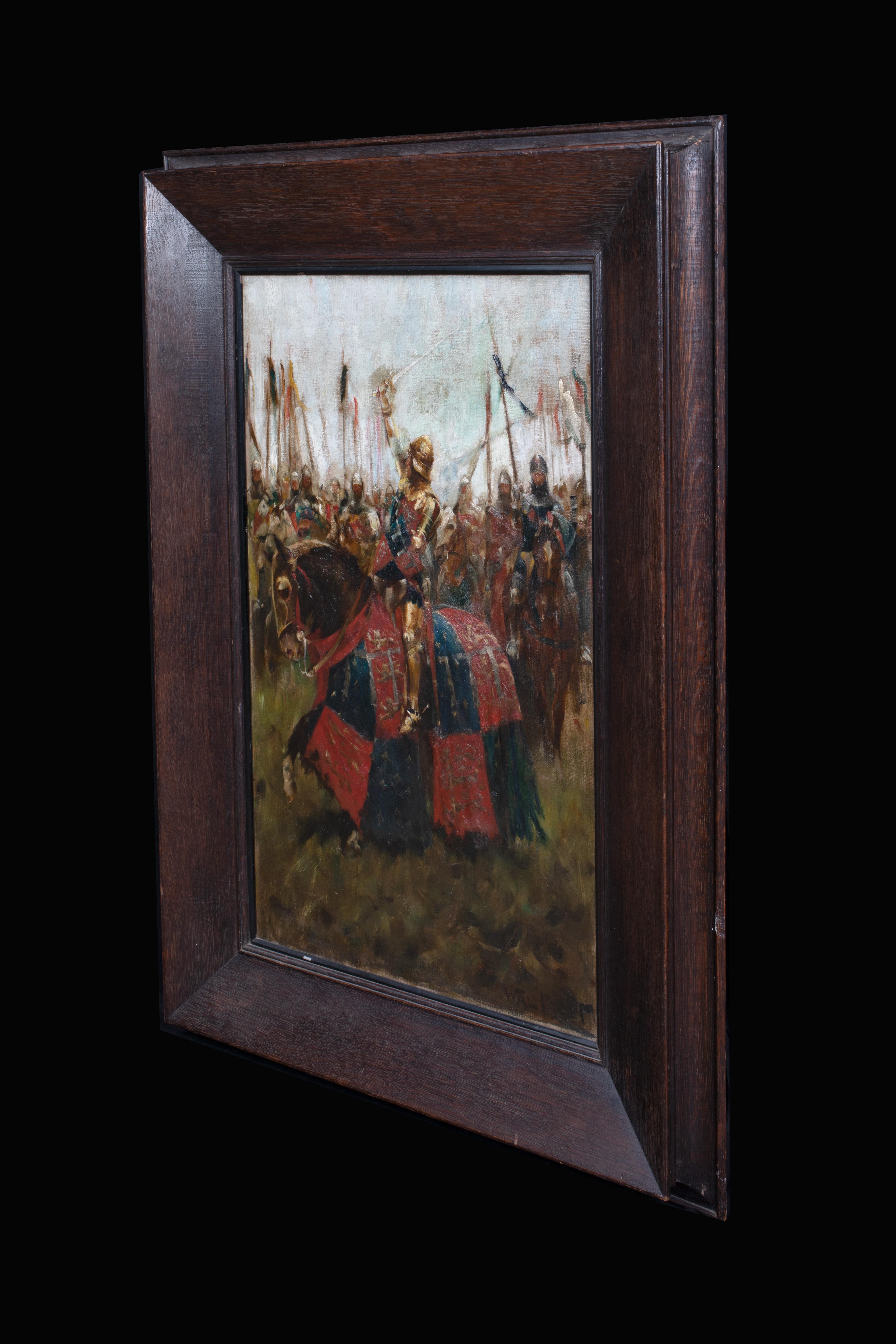 King Henry V At The Battle Of Agincourt (1415), 19th Century   - Black Portrait Painting by Walter Stanley Paget