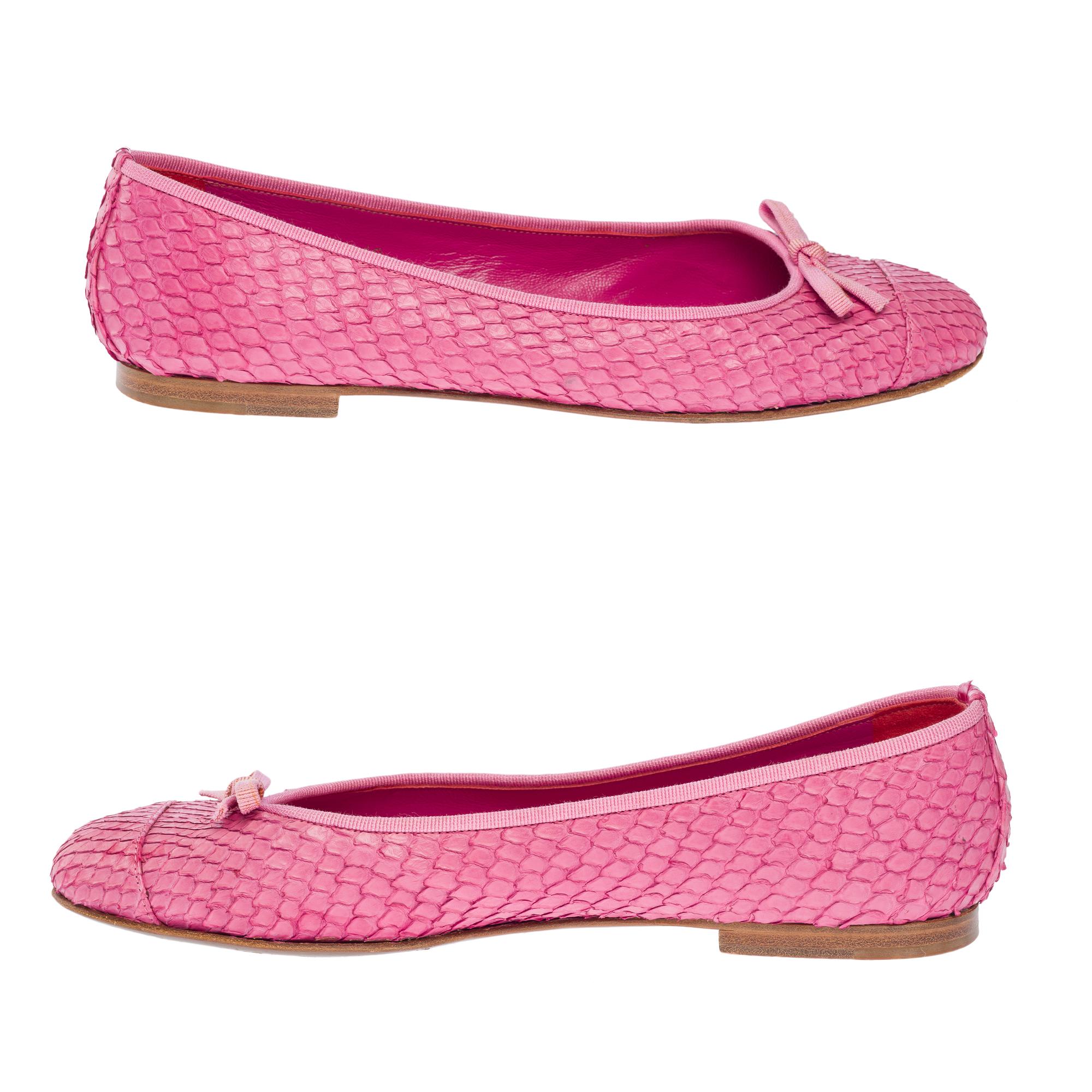 Ballerines Walter Steiger en cuir python rose, taille 8,5 Pour hommes en vente