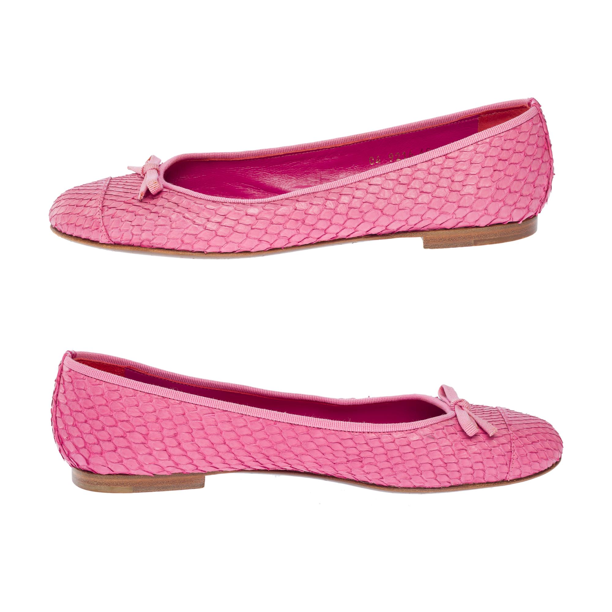 Ballerines Walter Steiger en cuir python rose, taille 8,5 en vente 1