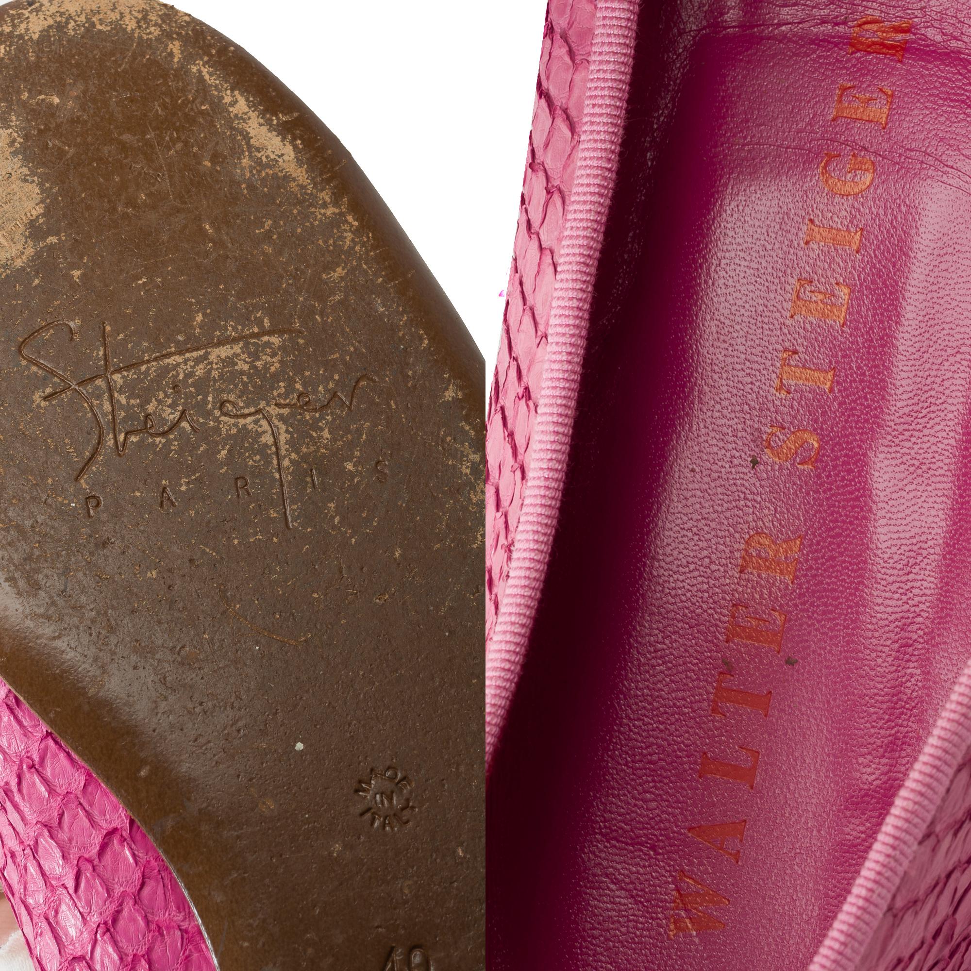 Ballerines Walter Steiger en cuir python rose, taille 8,5 en vente 2