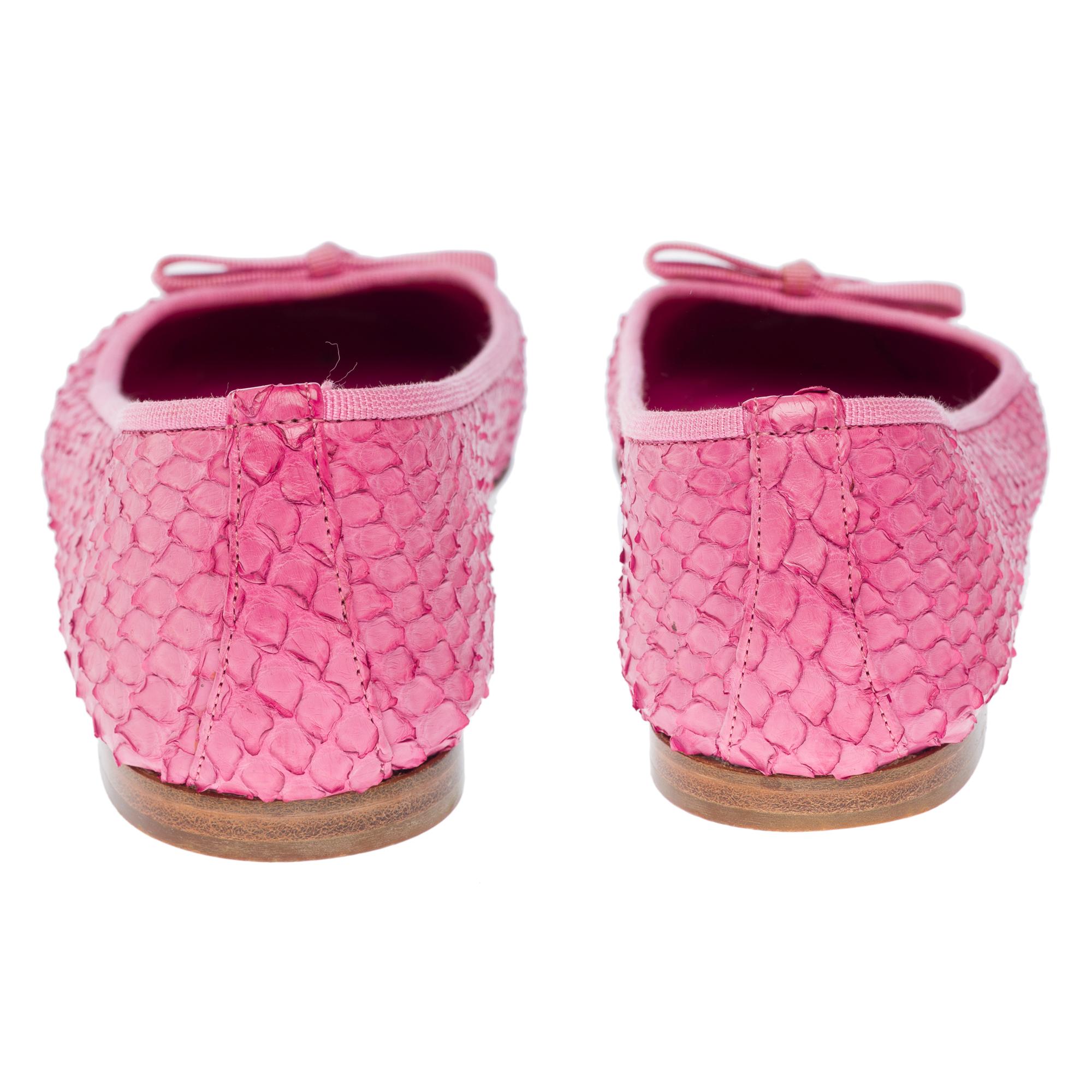 Ballerines Walter Steiger en cuir python rose, taille 8,5 en vente 3