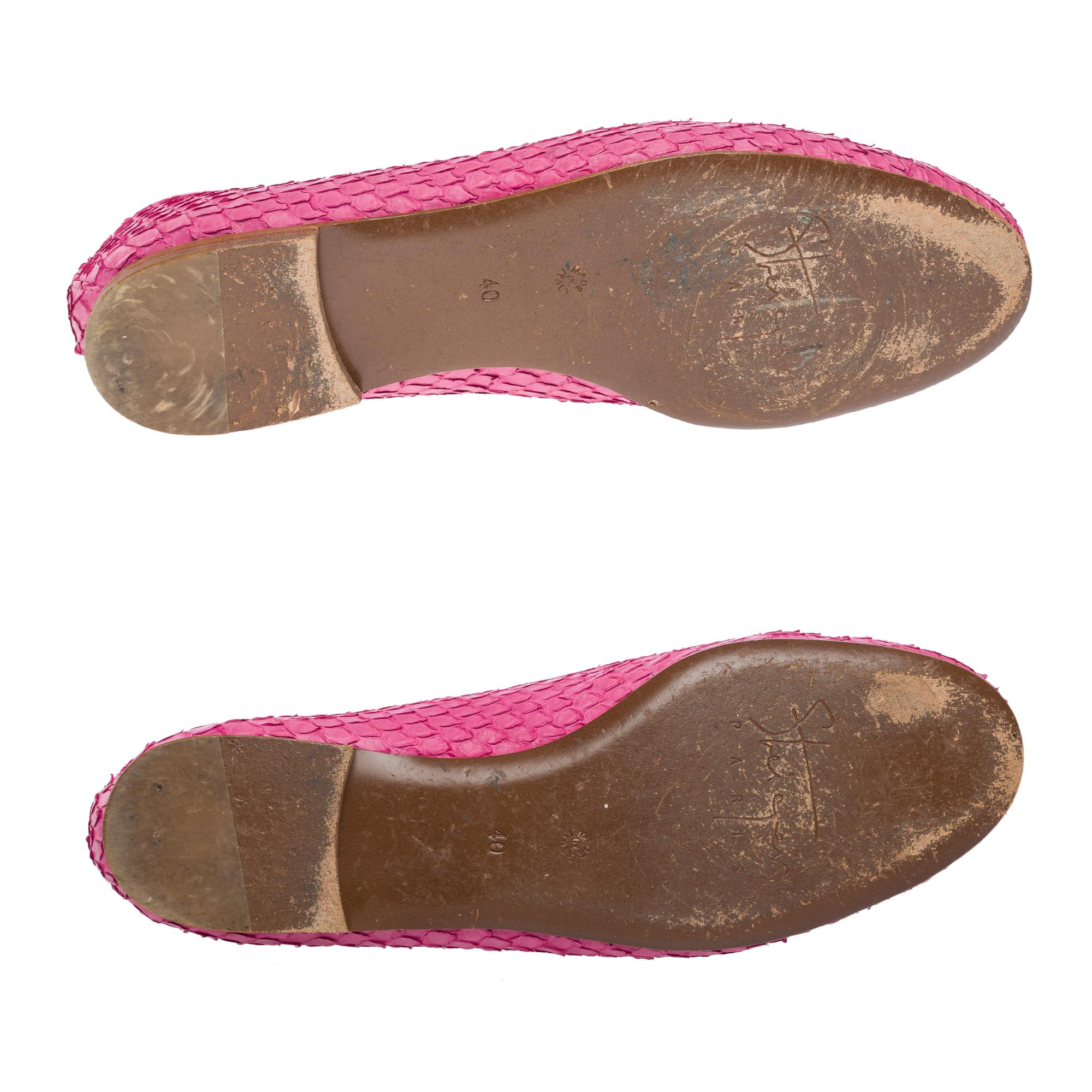 Ballerines Walter Steiger en cuir python rose, taille 8,5 en vente 4
