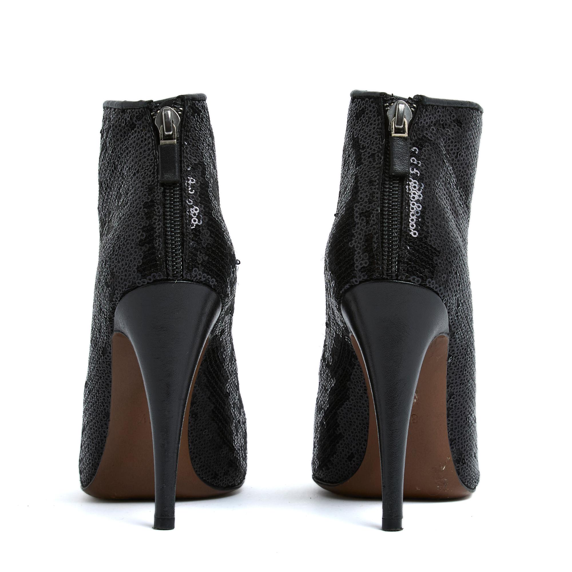 Walter Steiger Bottines EU37,5 Schwarze Pailletten und Satin-Stiefeletten UK4,5 US7 Damen im Angebot