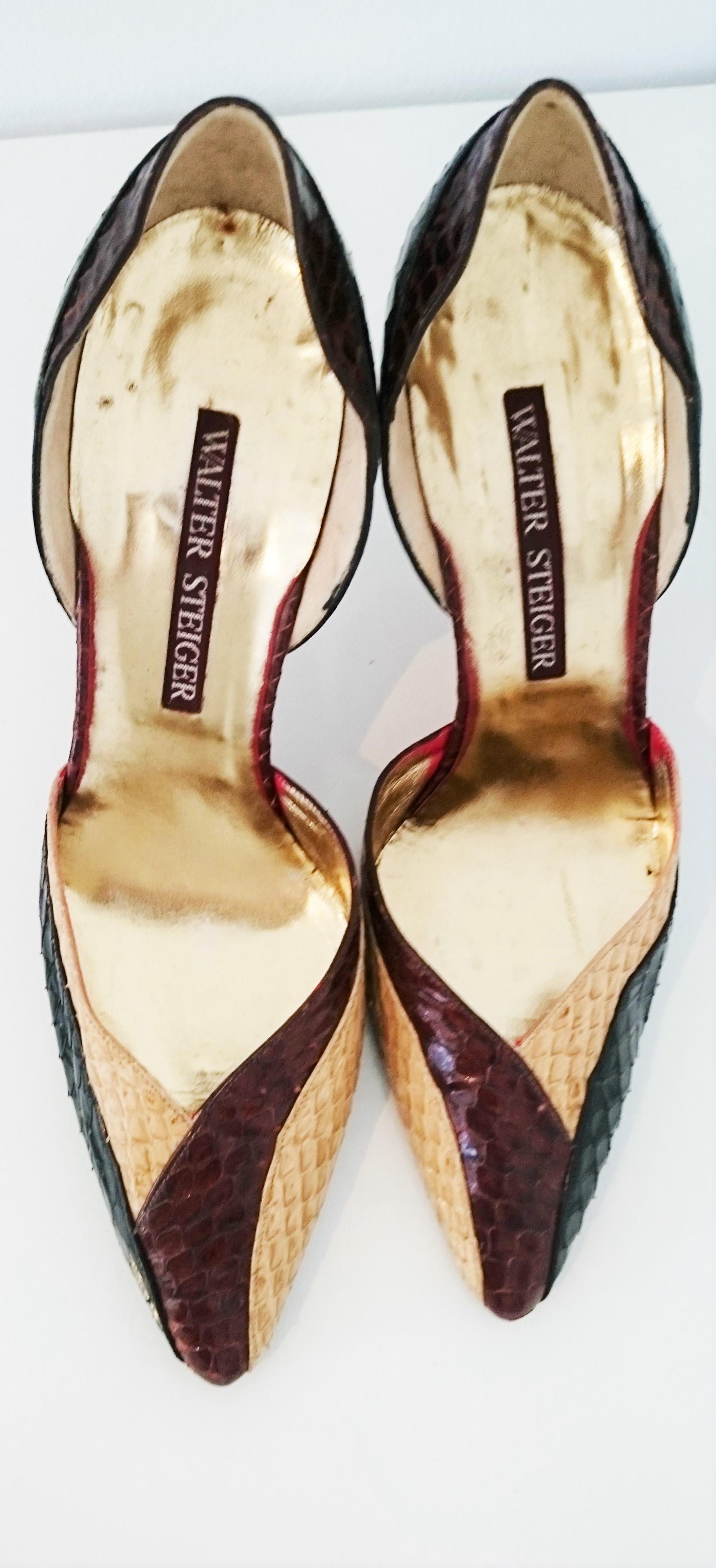 Women's Walter Steiger Python Tricolor Heels. Size 39 1/2 (EU) For Sale