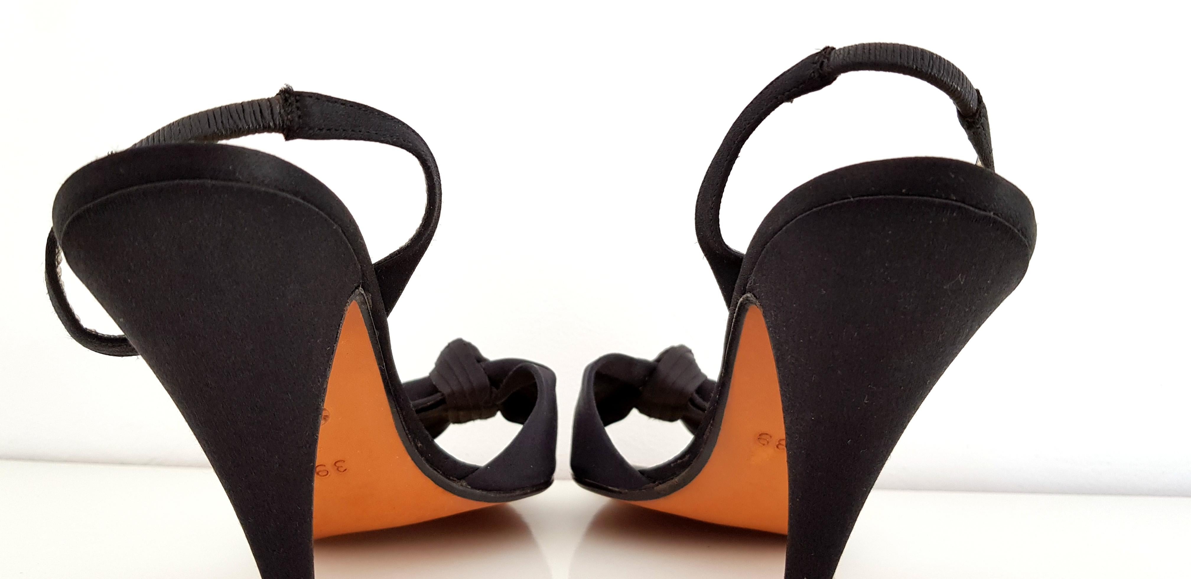 Women's Walter Steiger Silk Black & Gold Heels - NEW - Size 39 For Sale