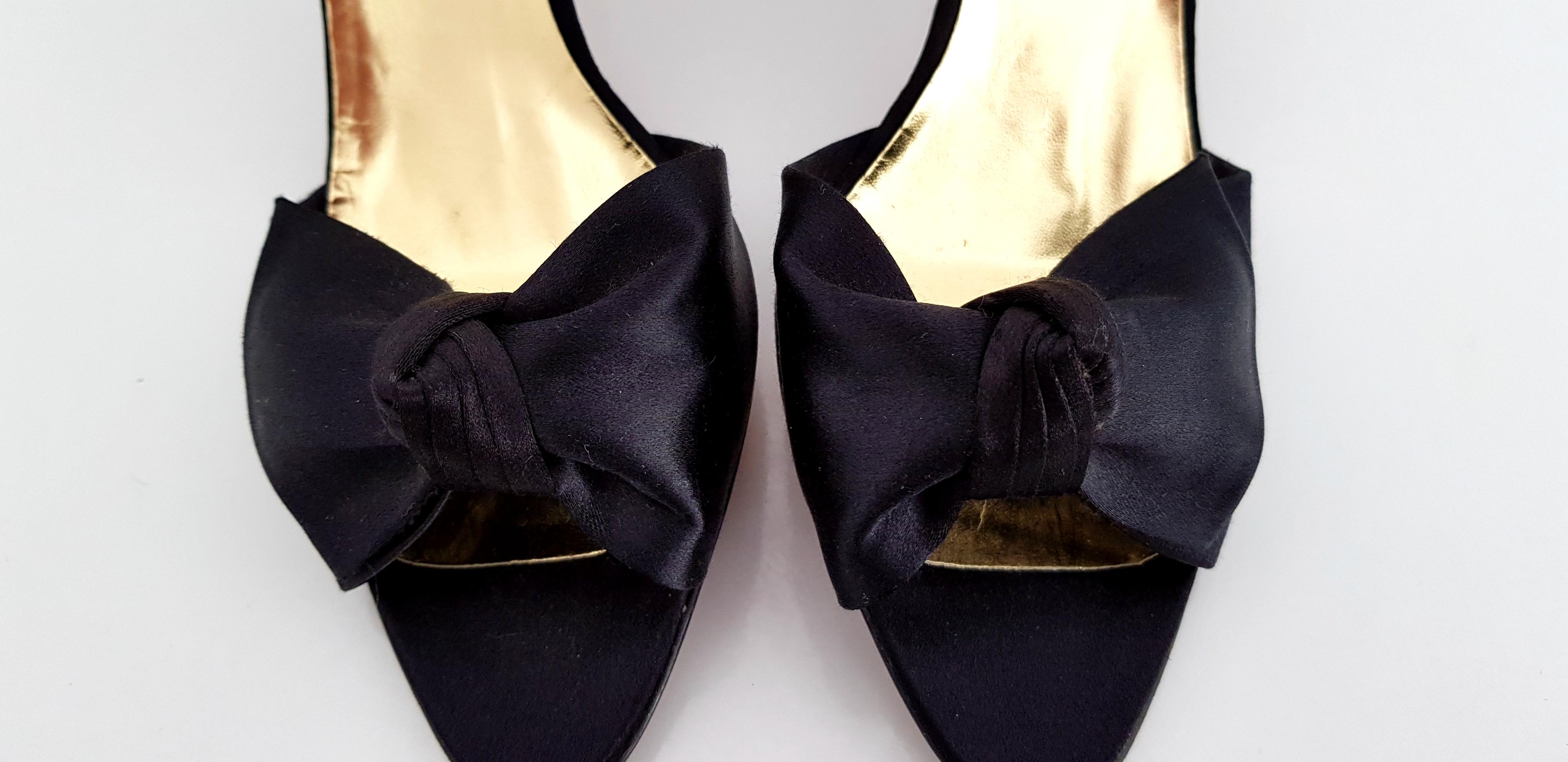 Walter Steiger Silk Black & Gold Heels - NEW - Size 39 For Sale 5