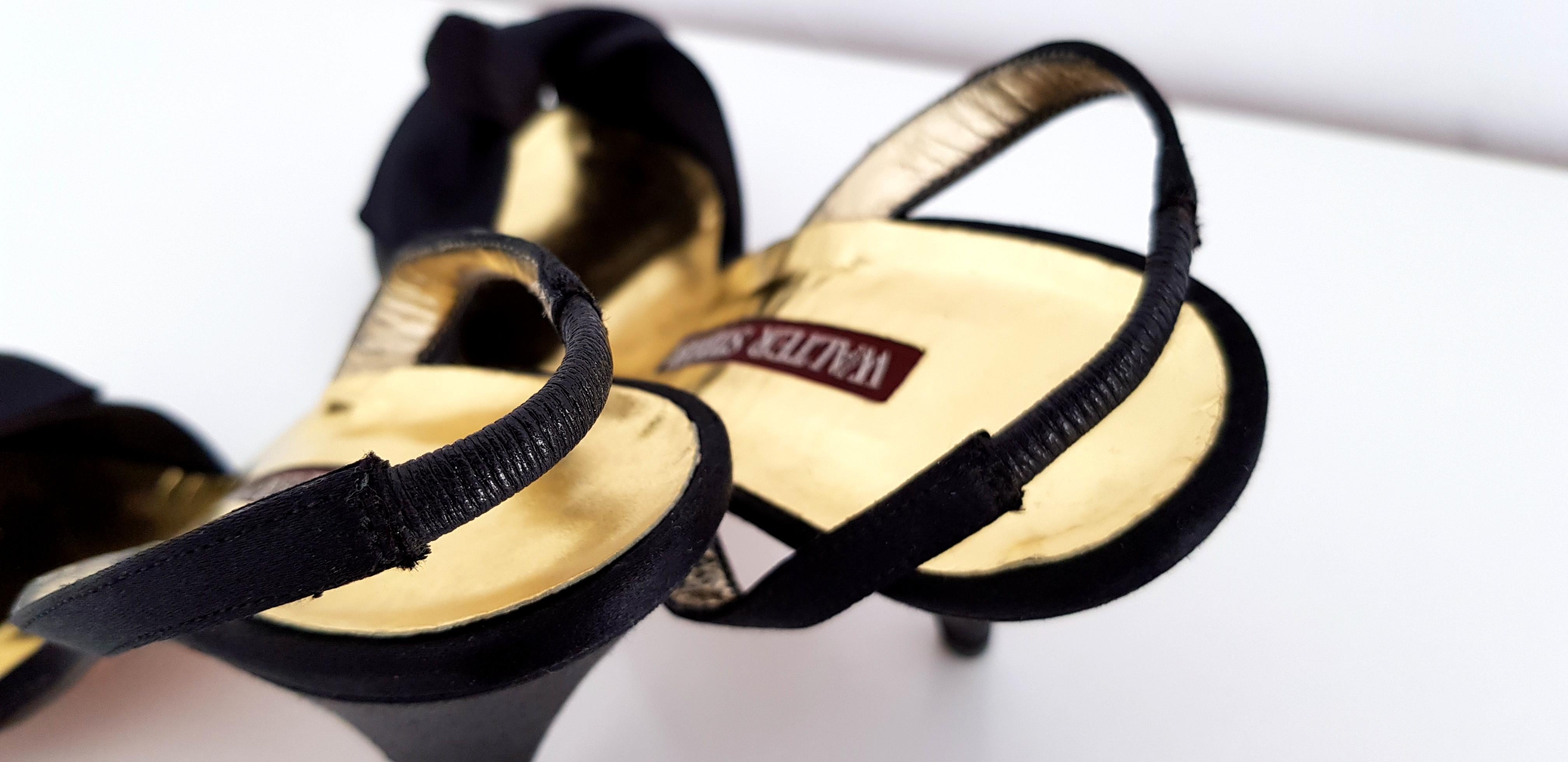Walter Steiger Silk Black & Gold Heels - NEW - Size 39 For Sale 6