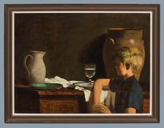 Large Oil Painting Still Life and Child by Walter Stuempfig