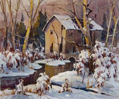 Paisaje invernal "Abandonado" de Walter Sacks (estadounidense, 1901-1961)