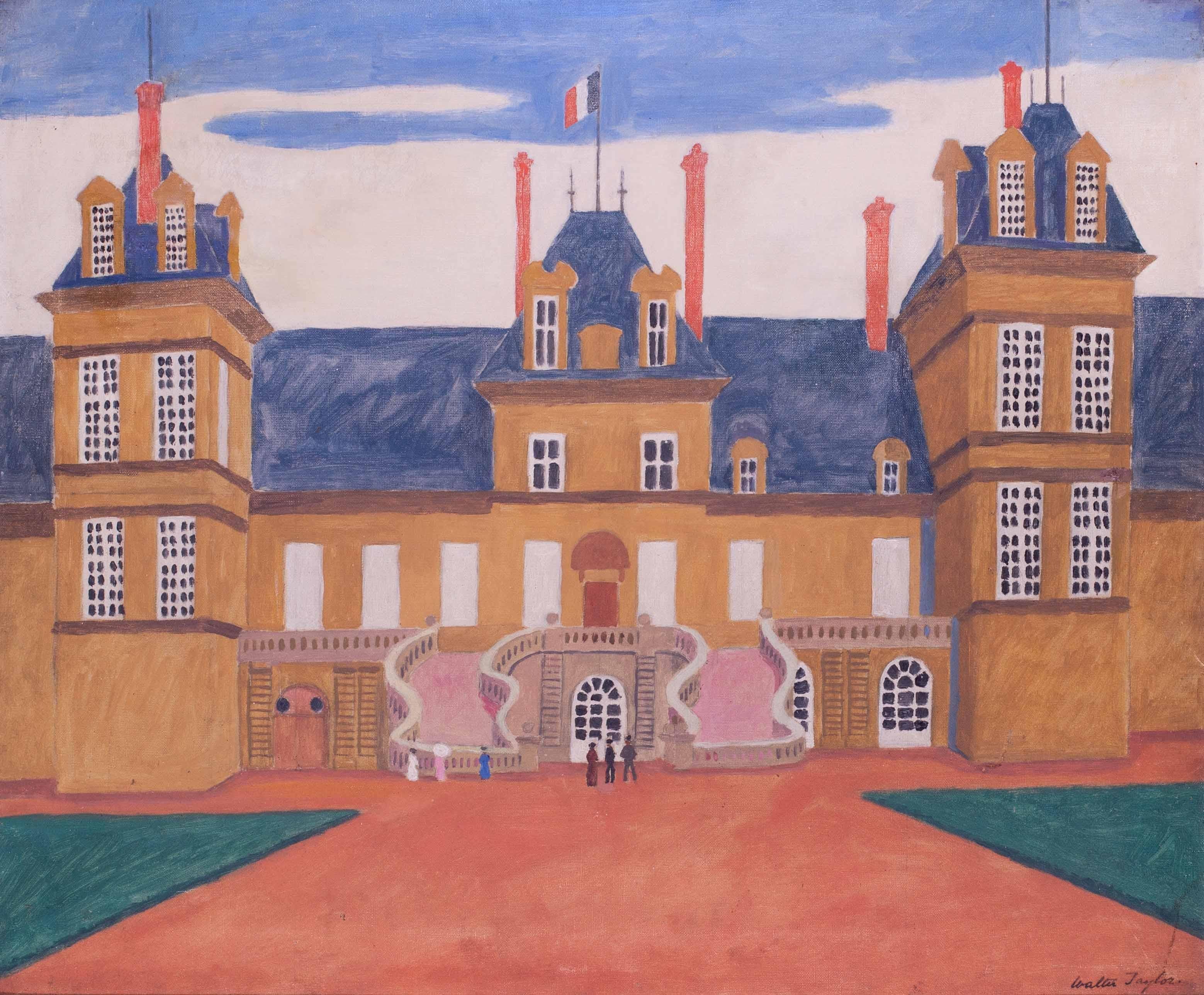 British 20th Century oil painting of The palace at Fontainebleau, paris, France - Painting by Walter Taylor