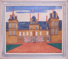 Vintage British 20th Century oil painting of The palace at Fontainebleau, paris, France