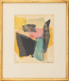 Walter Thrift : collages abstraits en techniques mixtes, lot de deux