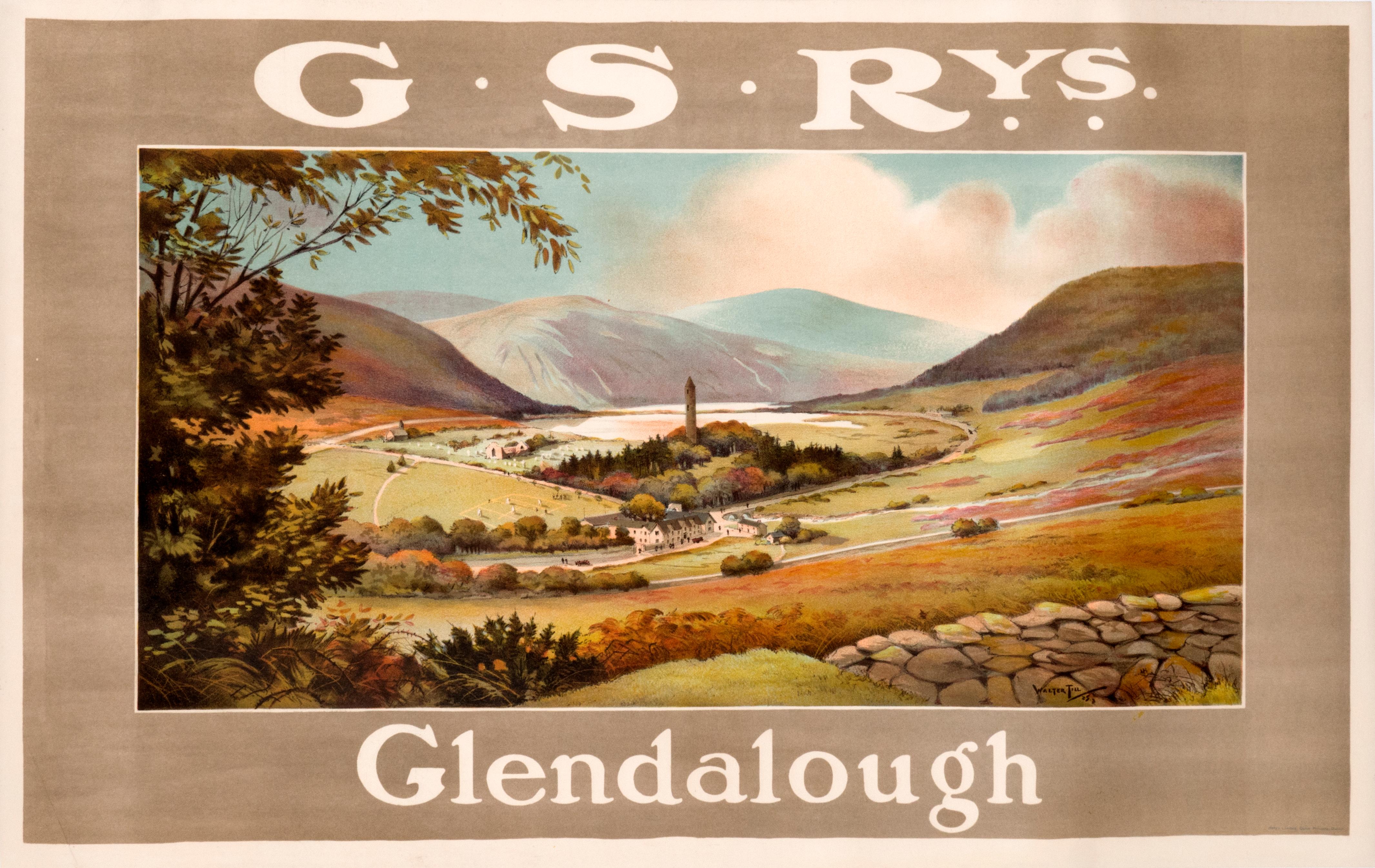 Walter Till Landscape Print - "Glendalough - Great Southern Railways" Original Vintage Ireland Poster