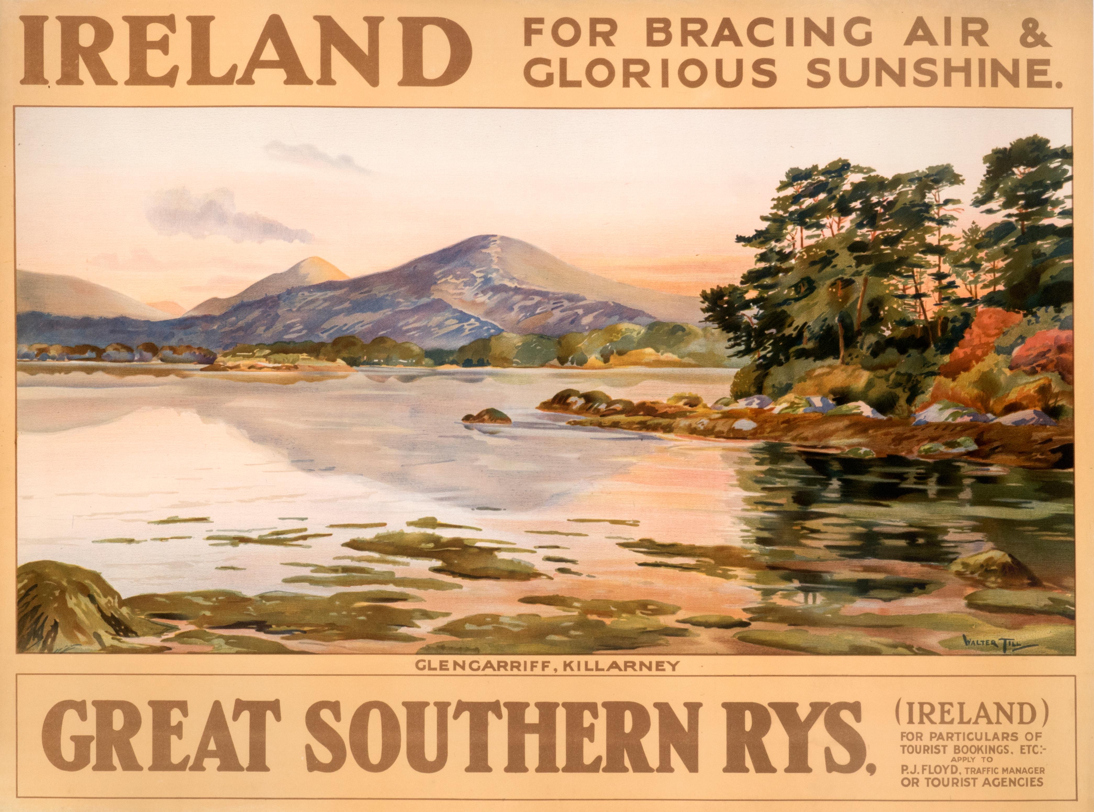 Walter Till Landscape Print - "Ireland - For Bracing Air & Glorious Sunshine" Original Vintage Irish Poster 