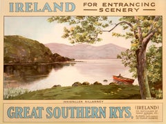 Antique "Ireland - For Entrancing Scenery - Innisfallen, Killarney" Railway Poster