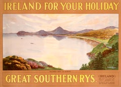 "Ireland For Your Holiday - Killiney Bay" Original Vintage Ireland Poster 1920s