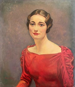 Portrait of Wallis Simpson, Signed and dated Oil Twentieth Century