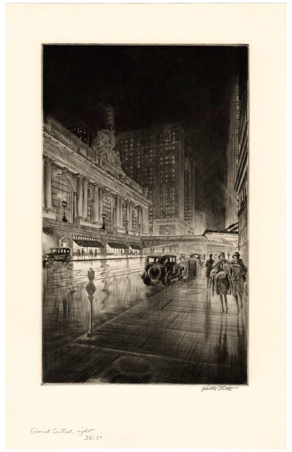 Grand Central, Night - Print by Walter Tittle