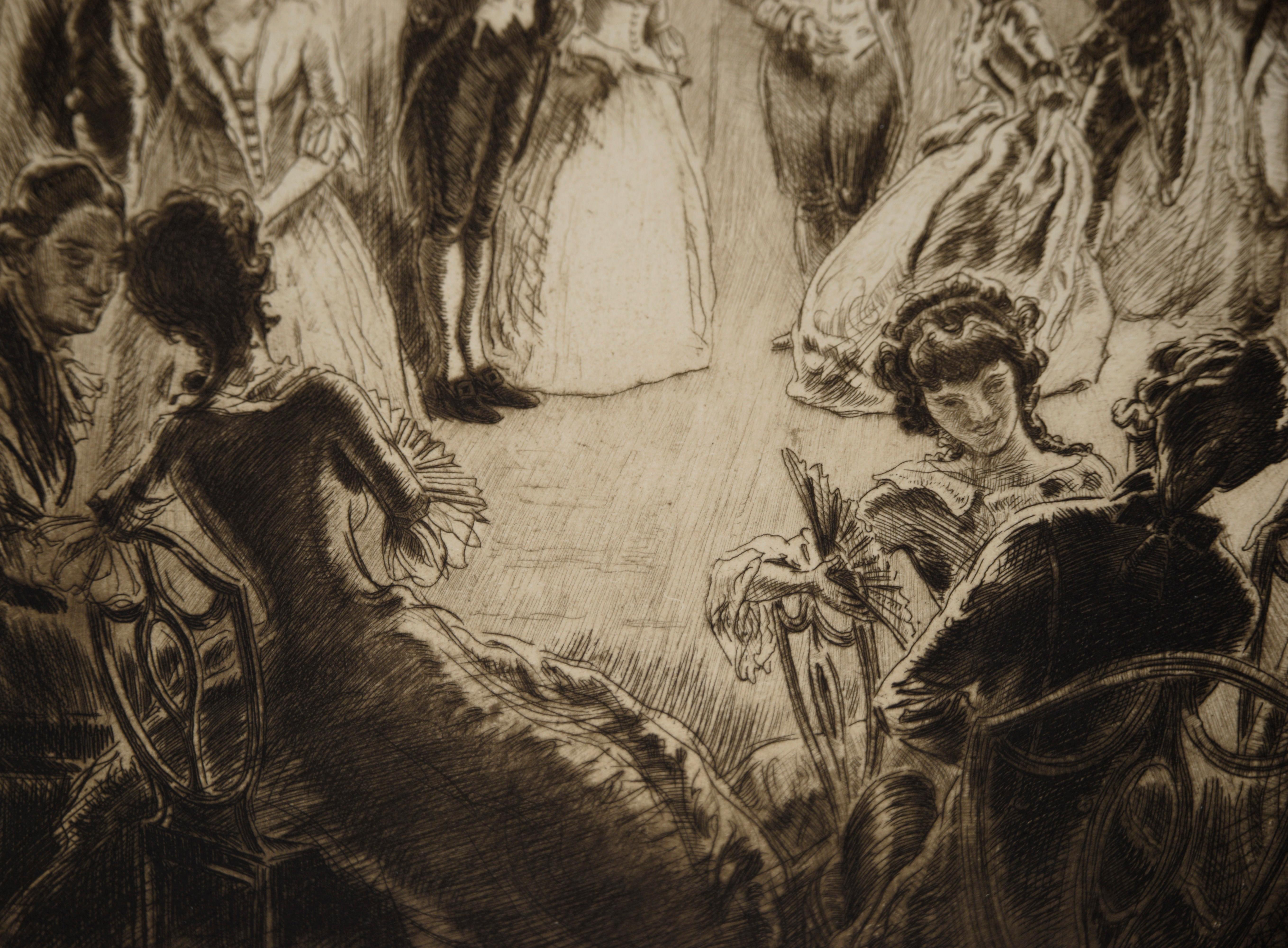 El dique de Lady Washington - 1932 Aguafuerte sobre papel - Figurative Print Gris de Walter Tittle
