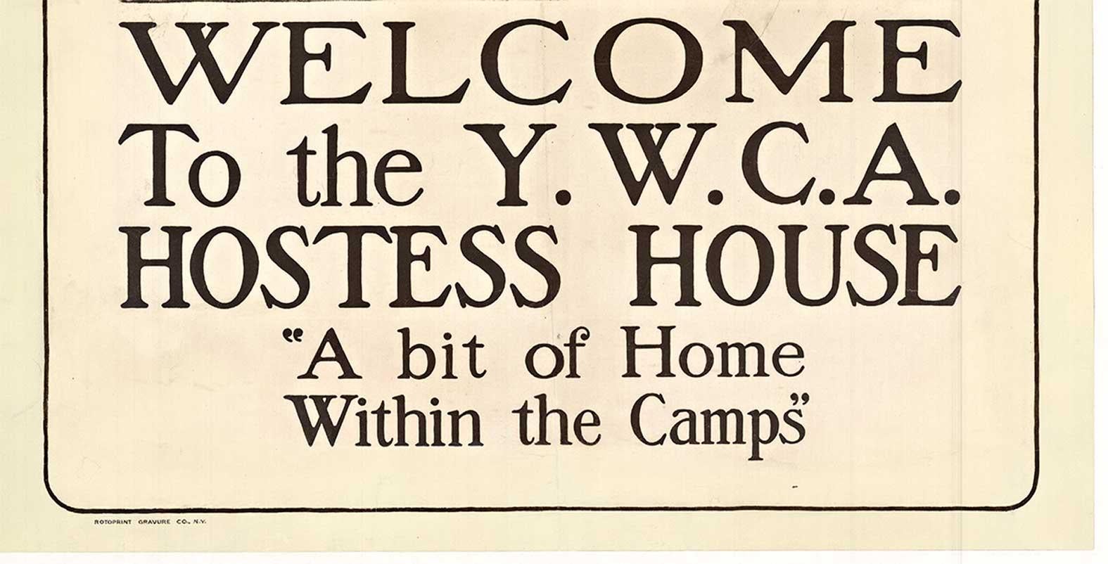 Original 'Soldiers - Sailors and Women Guests' Welcome to the YWCA Hostess House - Print by Walter Tittle