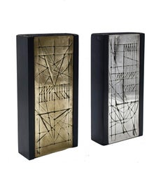 Walter Valentini Coppia di Sculture in Bronzo "Tavole", Italia 1980s