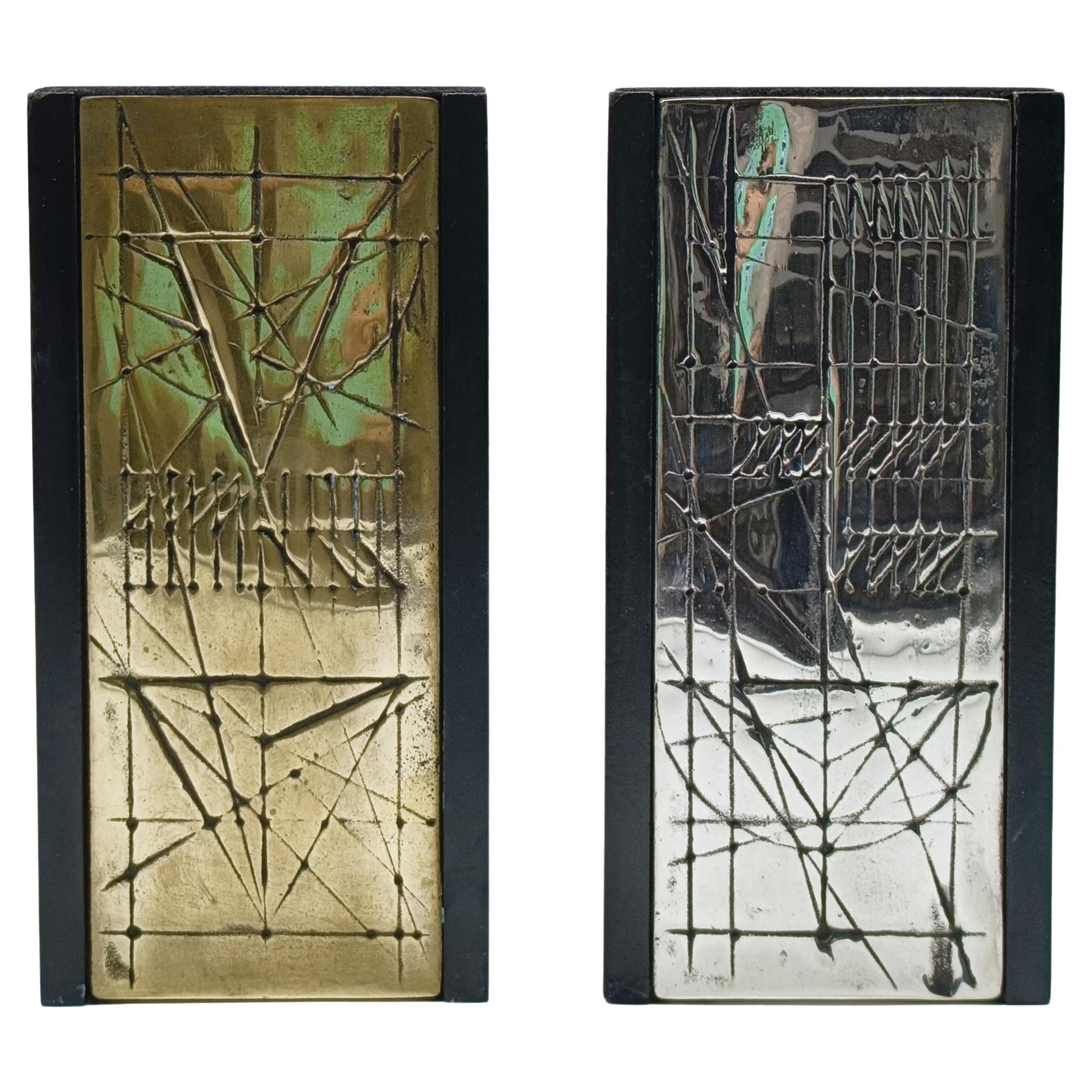 Walter Valentini Coppia di Sculture in Bronzo "Tavole", Italia 1980s For Sale