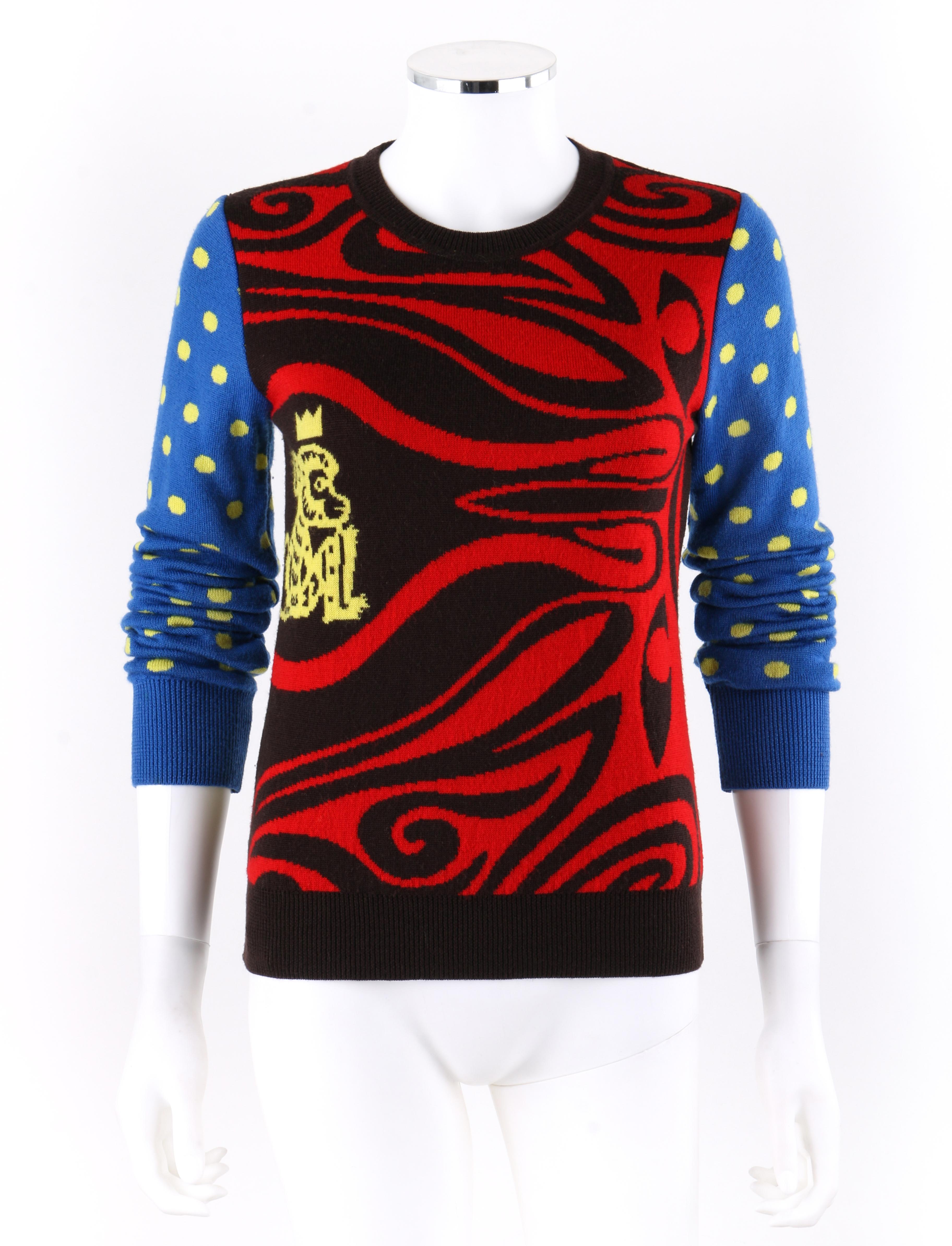 WALTER VAN BEIRENDONCK 2000’s Multi-Color Abstract Polka Dot Monkey Sweater 
 
Brand / Manufacturer: Walter Van Beirendonck 
Designer: Walter Van Beirendonck 
Style: Sweater
Color(s): Shades of black, brown, red, blue and yellow
Lined: No     