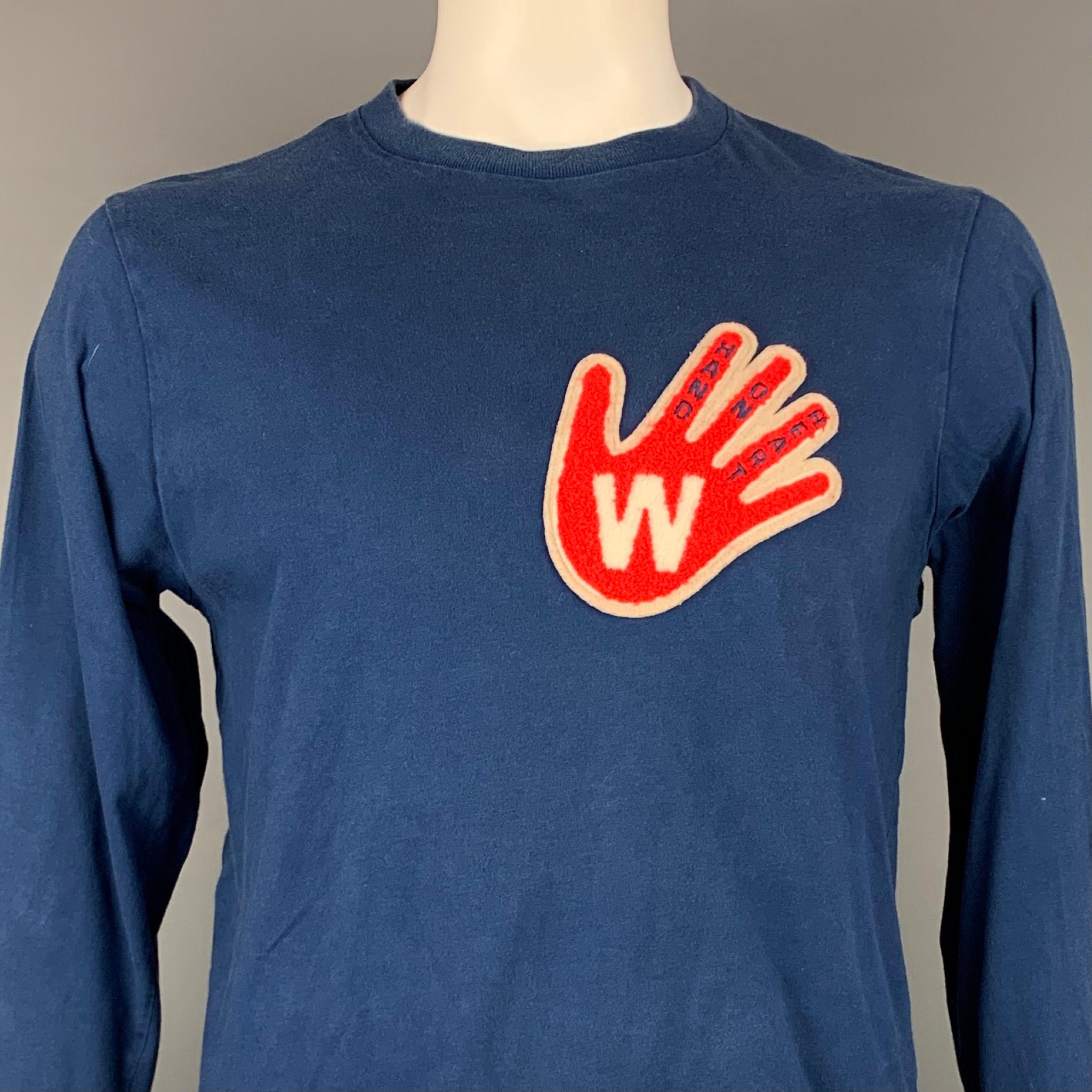 WALTER VAN BEIRENDONCK 2011-12 pullover comes in a blue & red cotton with a 